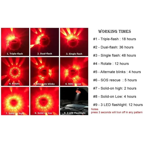 3 Pack USB Rechargeable LED Road Flares