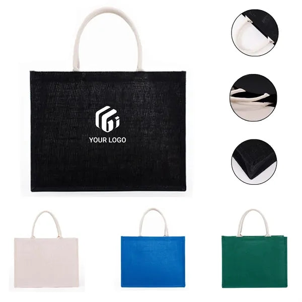 Large Capacity Multipurpose Customizable Jute Tote Bag