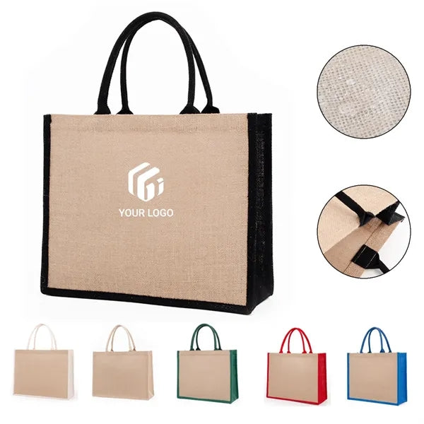Colorful Portable Large Capacity Waterproof Jute Tote Bag
