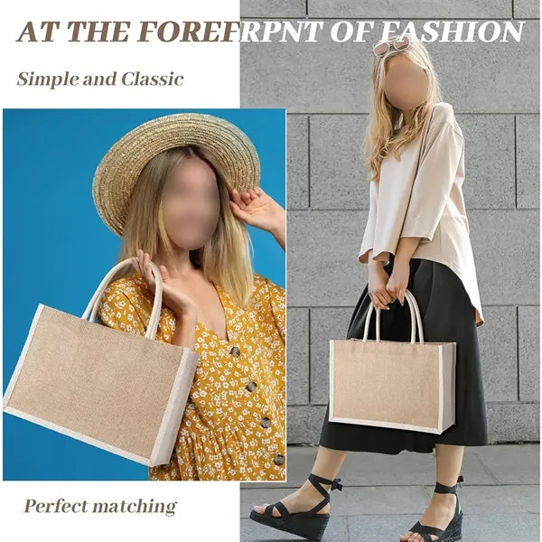 Colorful Portable Large Capacity Waterproof Jute Tote Bag