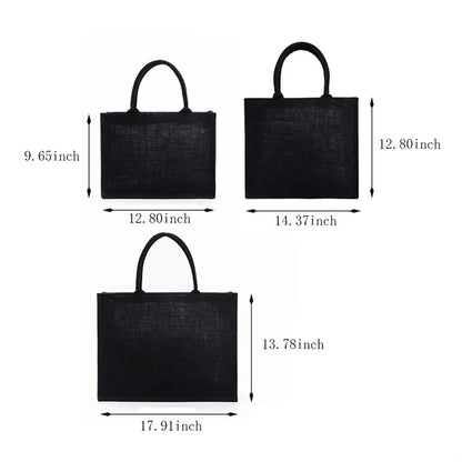 Large capacity portable fashion waterproof jute tote bag
