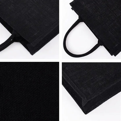 Large capacity portable fashion waterproof jute tote bag