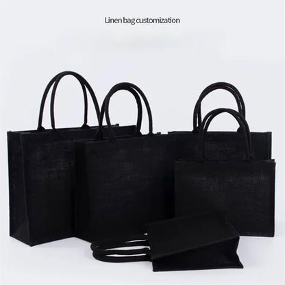 Large capacity portable fashion waterproof jute tote bag