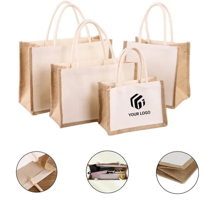 Custom Large Capacity Portable Waterproof Jute Tote Bag