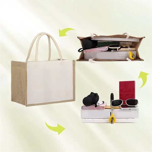 Custom Large Capacity Portable Waterproof Jute Tote Bag