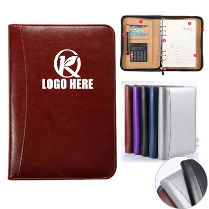 A5 Pu Leather Notebook Budget Binder with Zippered Padfolio