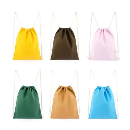 Colorful multifunctional portable canvas drawstring backpack