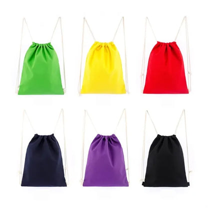 Colorful multifunctional portable canvas drawstring backpack