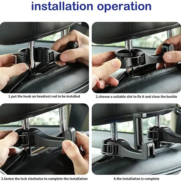 2 in 1 Car Seat Hooks with Phone Holder