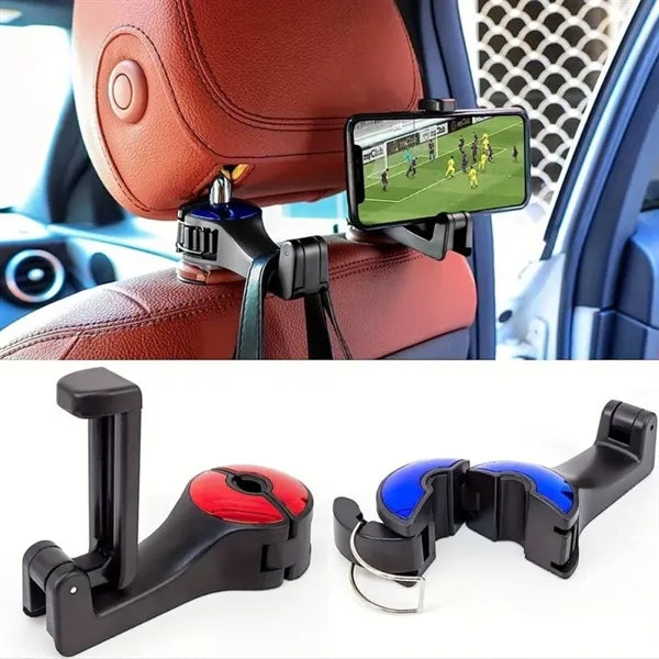 2 in 1 Car Seat Hooks with Phone Holder