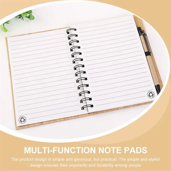 ECO-Friendly Spiral Bamboo Cover Notebook with pen