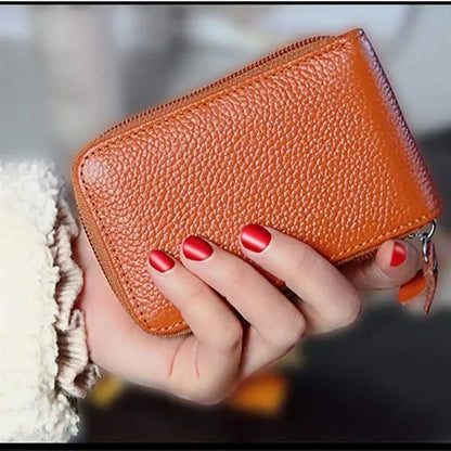 Security Leather Credit Card Holders Wallet With Zipper