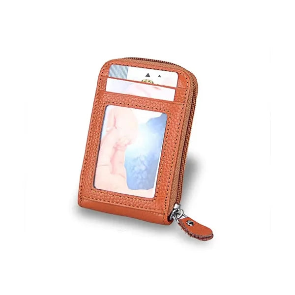 Security Leather Credit Card Holders Wallet With Zipper