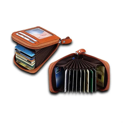 Security Leather Credit Card Holders Wallet With Zipper