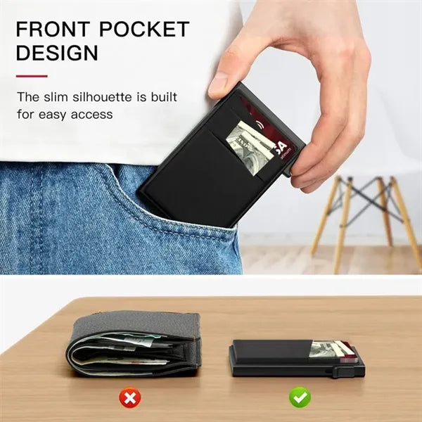 Pop Up RFID Blocking Slim Man Wallet Metal Card Holder