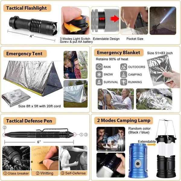 250Pcs Professional Survival Kit And First Aid