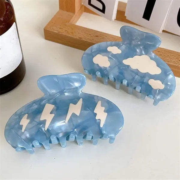 Cloud Lightning Blue Hair Claw Clip