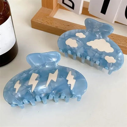 Cloud Lightning Blue Hair Claw Clip