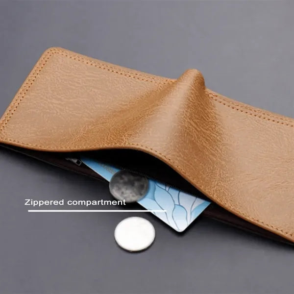 Vintage Bifold Slim Short Card Slot Men PU Leather Wallet