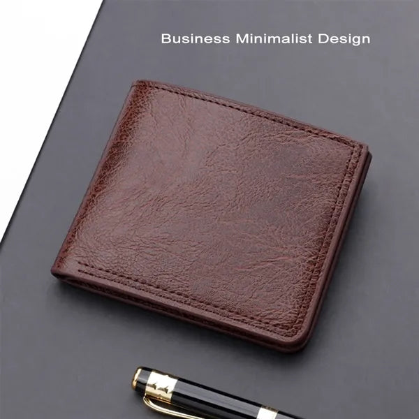 Vintage Bifold Slim Short Card Slot Men PU Leather Wallet