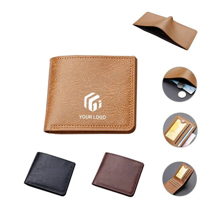 Vintage Bifold Slim Short Card Slot Men PU Leather Wallet