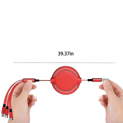 3 in 1 Retractable Charging Cable 3A Fast Charger Cord