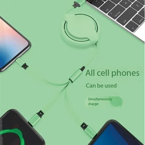 3 in 1 Retractable Charging Cable 3A Fast Charger Cord