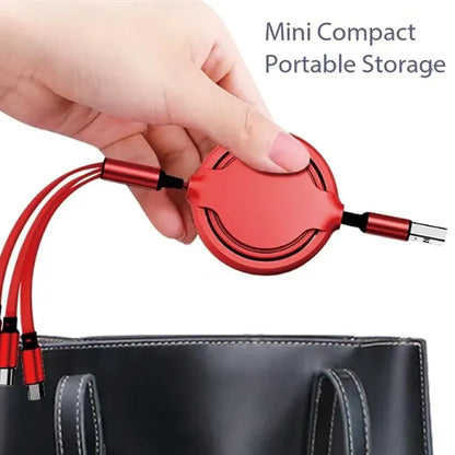 3 in 1 Retractable Charging Cable 3A Fast Charger Cord
