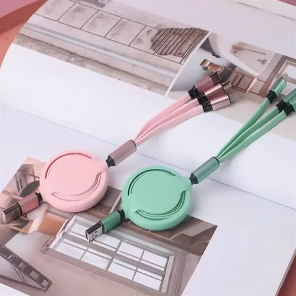 3 in 1 Retractable Charging Cable 3A Fast Charger Cord
