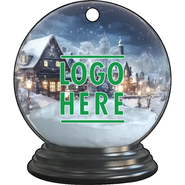 Full Color Acrylic Ornaments - Snow Globe w/ Snow/Buildings