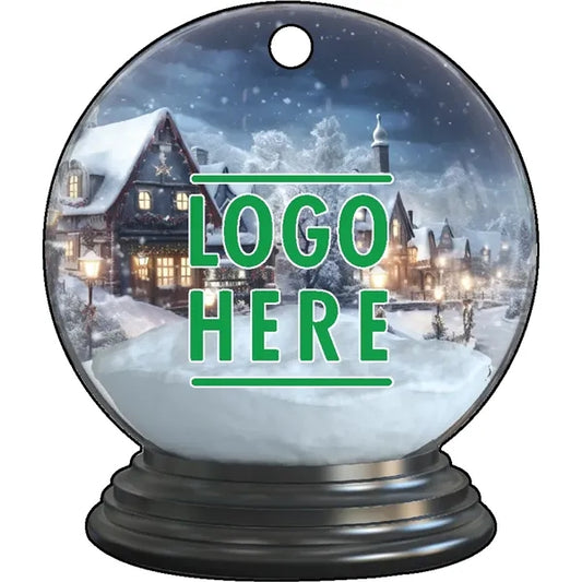 Full Color Acrylic Ornaments - Snow Globe w/ Snow/Buildings