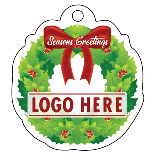 1/4" Recycled Wood Ornaments-Wreath with Red Bow