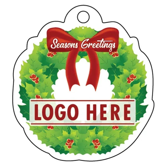 1/4" Recycled Wood Ornaments-Wreath with Red Bow
