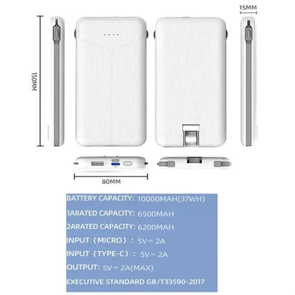 10000mAh Power Bank with Built in Plug