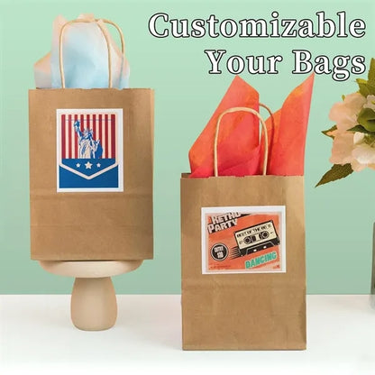 Reinforced Handle Customizable Eco-Friendly Kraft Paper Bags