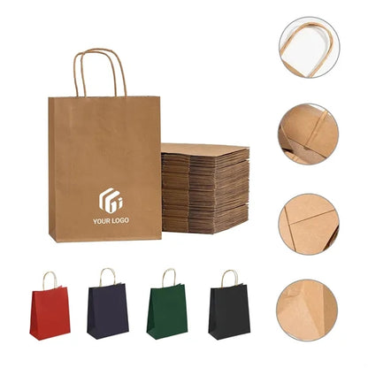 Reinforced Handle Customizable Eco-Friendly Kraft Paper Bags