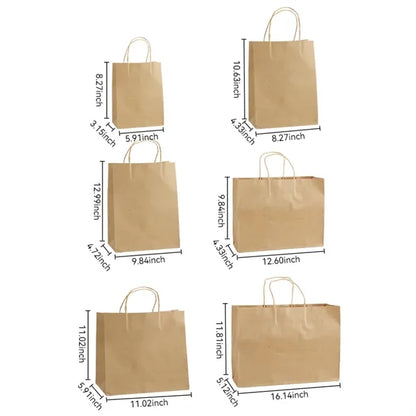 Reinforced Handle Customizable Eco-Friendly Kraft Paper Bags