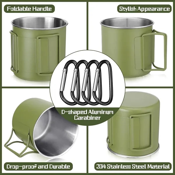 12oz Camping Mugs with Folding Handles