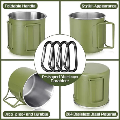 12oz Camping Mugs with Folding Handles