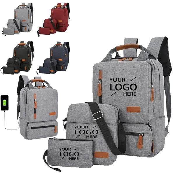 3pcs Set Backpack Travel Business Shoulder Matching Bag