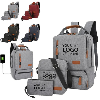 3pcs Set Backpack Travel Business Shoulder Matching Bag