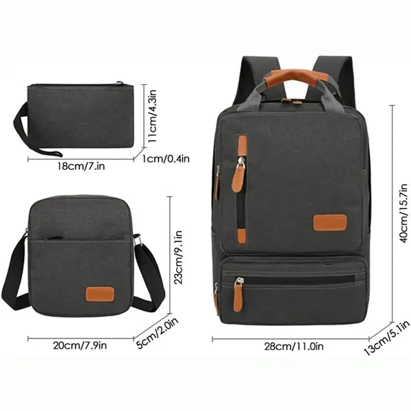 3pcs Set Backpack Travel Business Shoulder Matching Bag