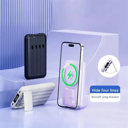 10000mAh Magnetic Wireless Charger Power Bank With 4 Cables
