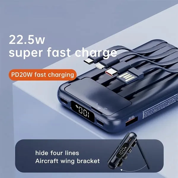 10000mAh Magnetic Wireless Charger Power Bank With 4 Cables