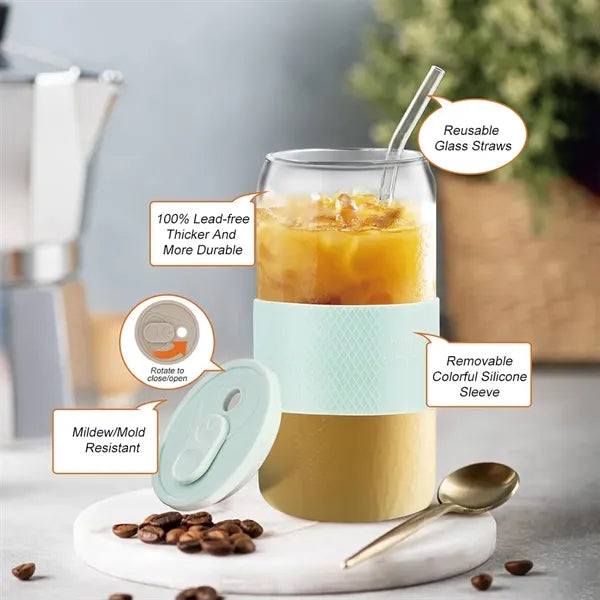Cups with Lid and glass Straws Drinking for camp party