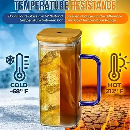 Clear Square Glass Mug With Lid