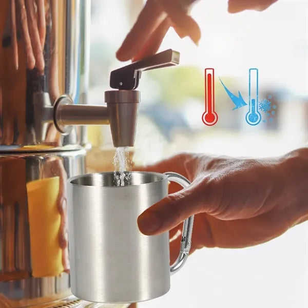 7oz Double Walled Stainless Steel Mug with Carabiner Handle
