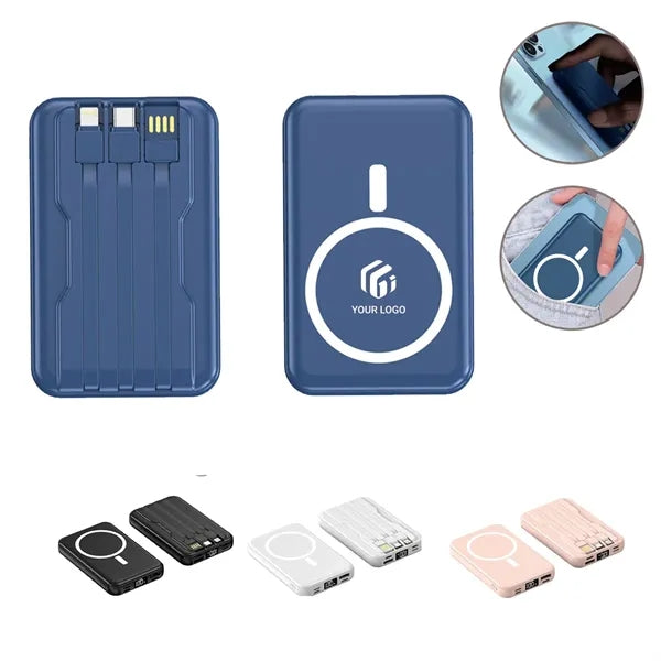 Fast charging 10000mAh portable wired magnetic power bank