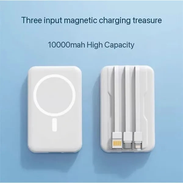 Fast charging 10000mAh portable wired magnetic power bank