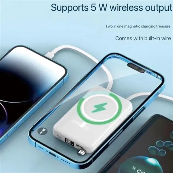 Fast charging 10000mAh portable wired magnetic power bank